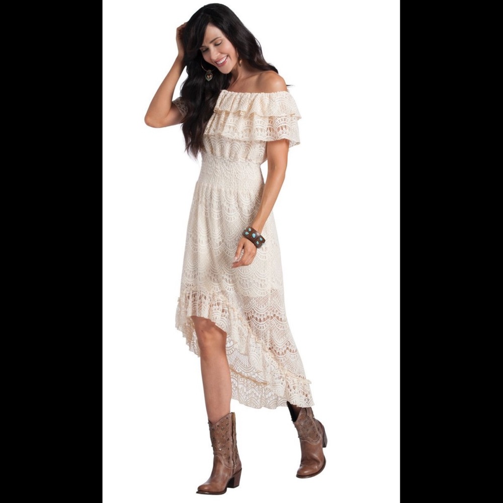 NWOT Ivory Lace High Low Dress